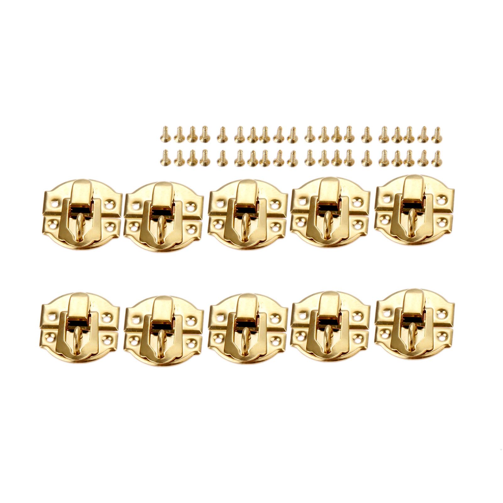 Furniture Hardware Vintage - 10pcs Golden Box Latch Clasps w/screws
