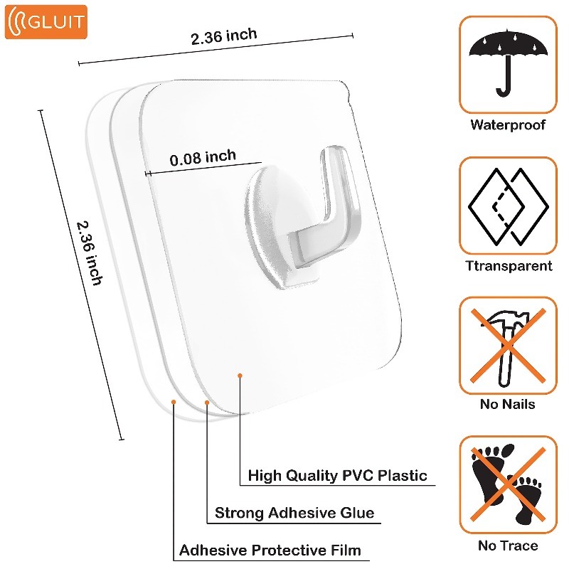 Door Stopper Heavy - 5/10/20/30Pcs Self-adhesive Hook Transparent Door Wall