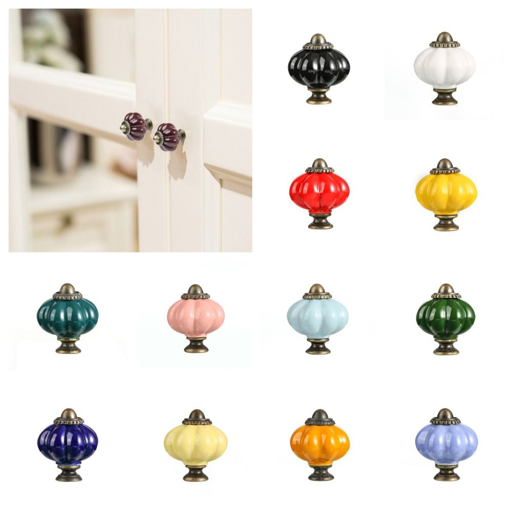 Furniture Hardware Vintage - Simple Single Hole Ceramic Pumpkin Handle