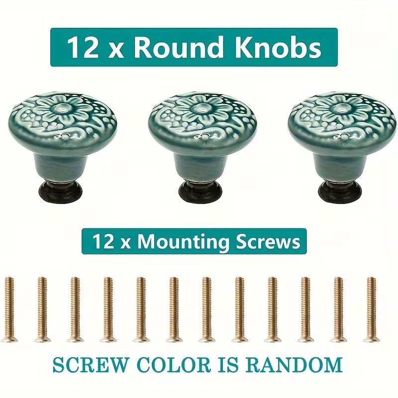 12pcs Ceramic Cabinet Knobs, F - đánh giá và giá Furniture Hardware Pulls
