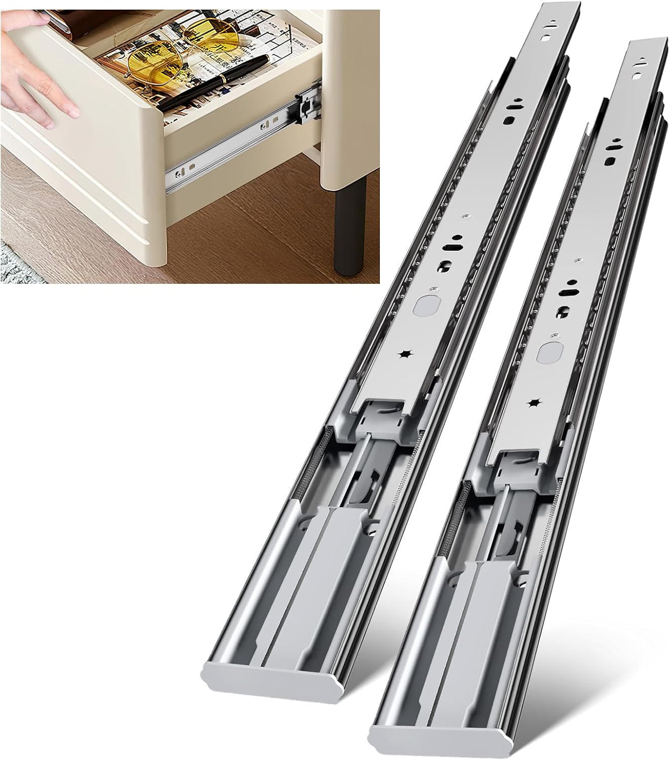 22 Inch Side Mount Soft Close  - đánh giá và giá Drawer Slide Pair