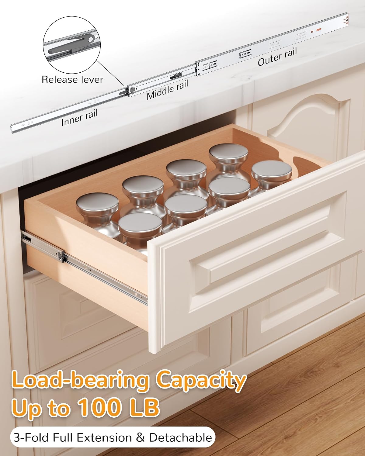 24 Inch Side Mount Soft Close  - đánh giá và giá Drawer Slide Pair