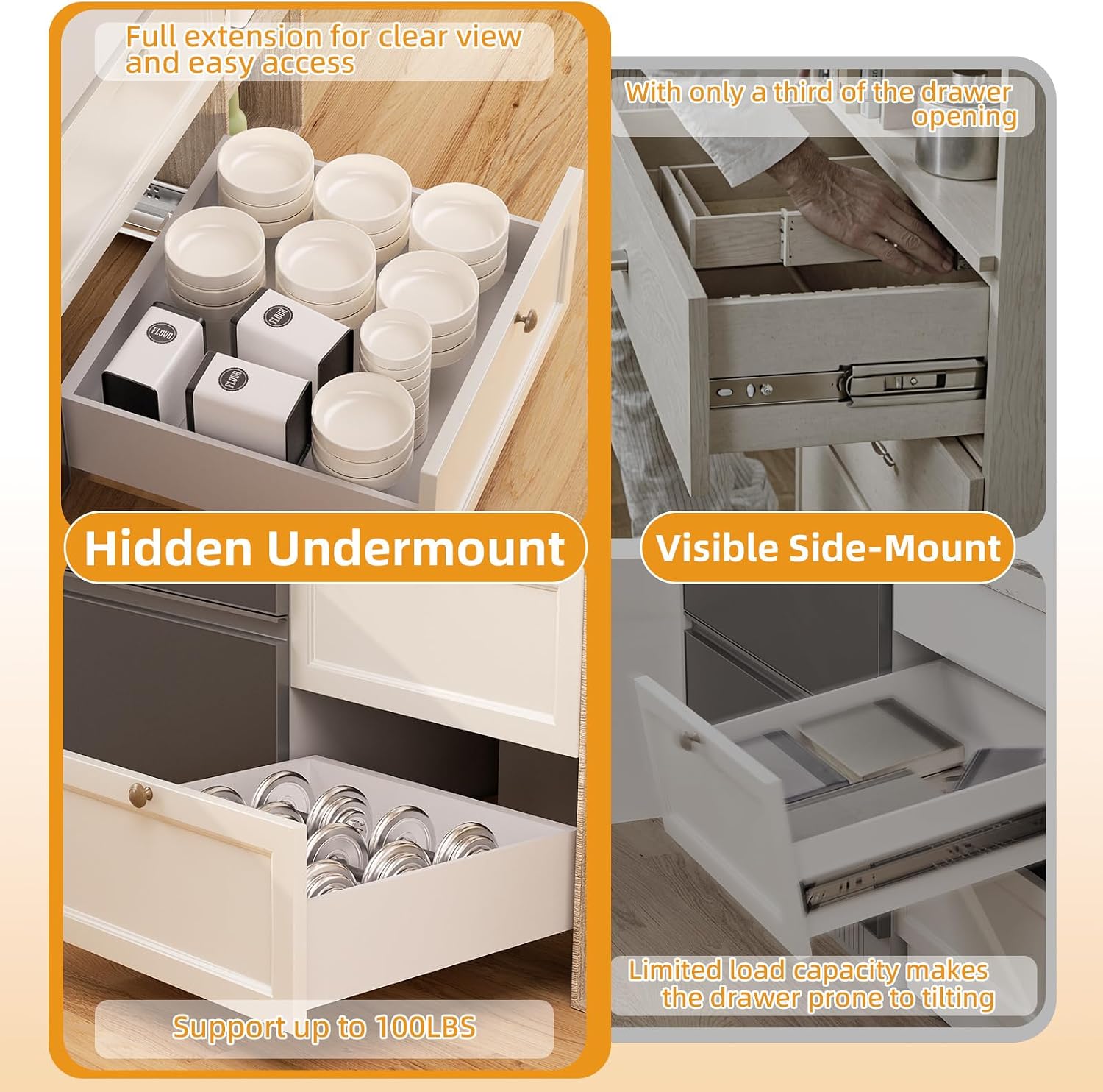 21 Inch Undermount Soft Close  - đánh giá và giá Drawer Slide Pair