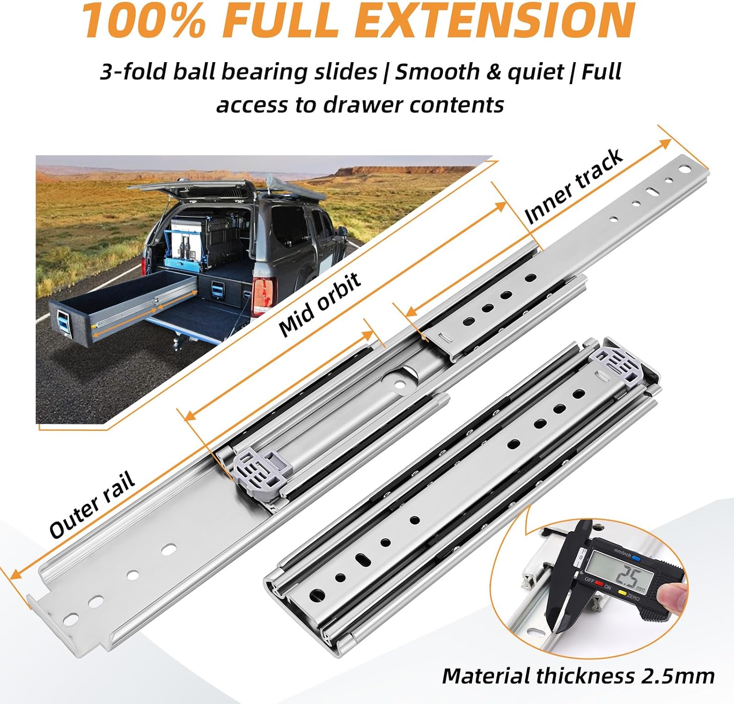 48 Inch Heavy Duty Side Mount  - đánh giá và giá Drawer Slide Pair